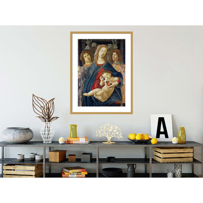 Vierge de la grenade (huile sur panneau) par Sandro Botticelli - Estampe numérique encadrée
