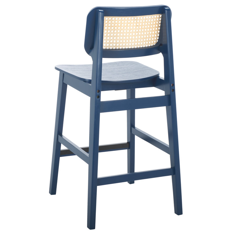 Luz Cane Counter Stool, Navy/Natural