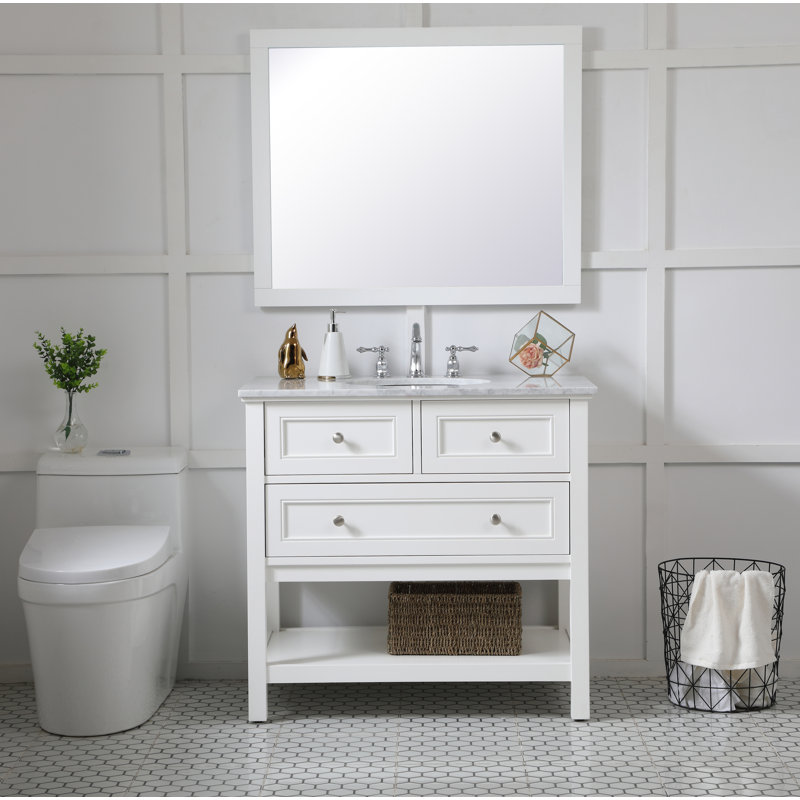 Miroir de salle de bain moderne et contemporain Metcalfe, 32 po x 22 po, Blanc