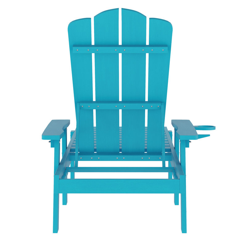 Coralie All-Weather Commercial Adjustable Lounge Chairs with Cup Holder, Blue