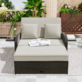 Outdoor 2-Person Recliner Chaise Lounge with Adjustable Backs, Cushions and Weatherproof Cover