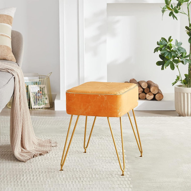 Niran Steel Accent Stool, Orange