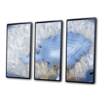 Blue Agate - Stone Framed Canvas Wall Art Set Of 3