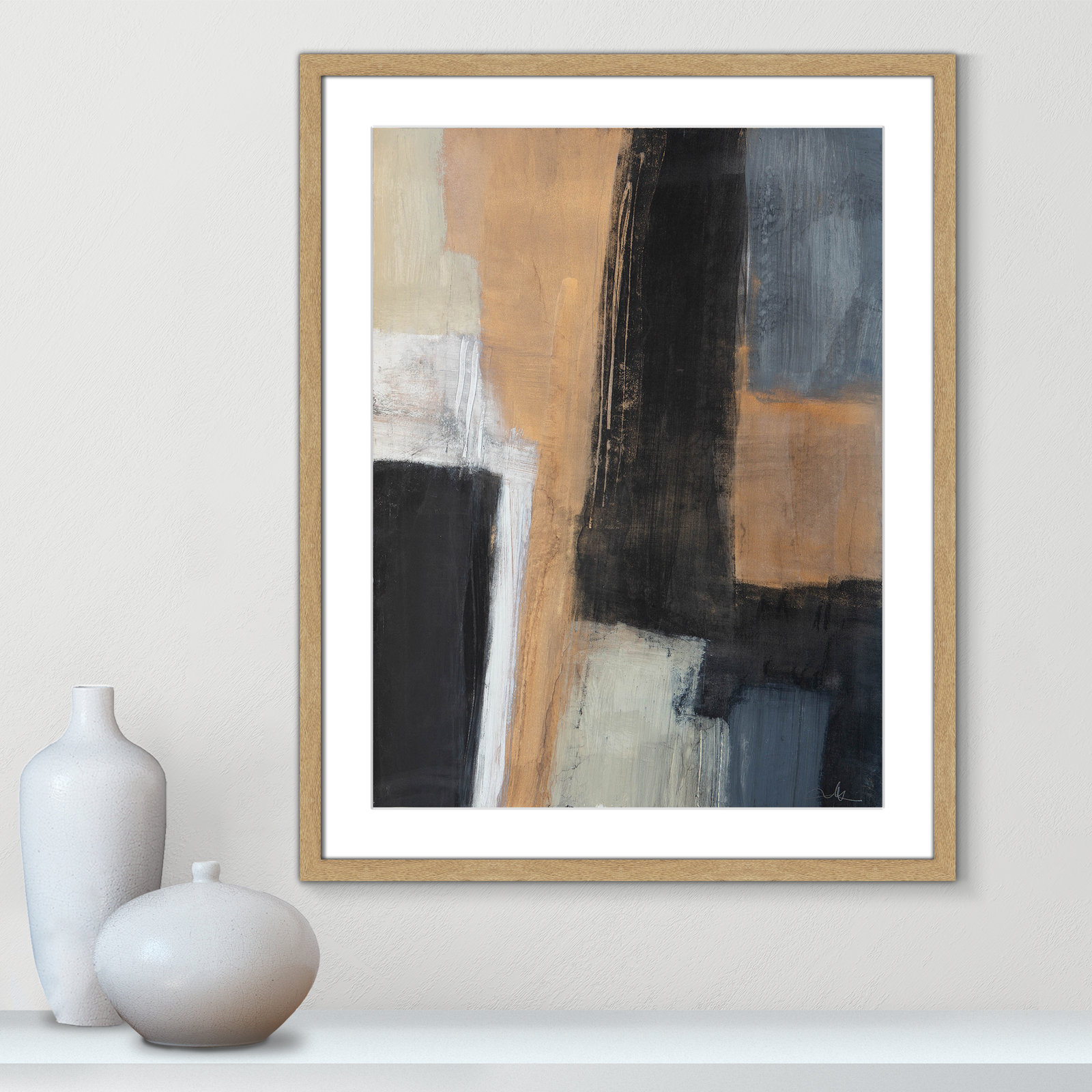 Metallic Slate I by Casa Fine Arts, 29.5" H x 23.5" W x 1.25" D, Natural Woodgrain Picture Framed