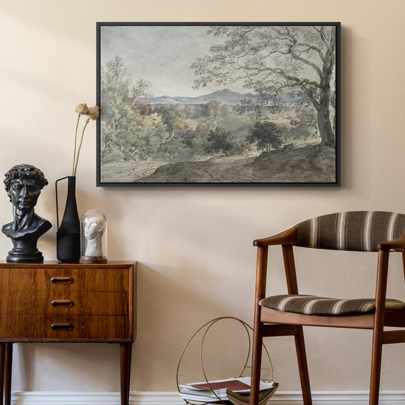 Paysage rétro - CDxxv, Toile avec cadre flottant noir, H 17 po x l 25 po