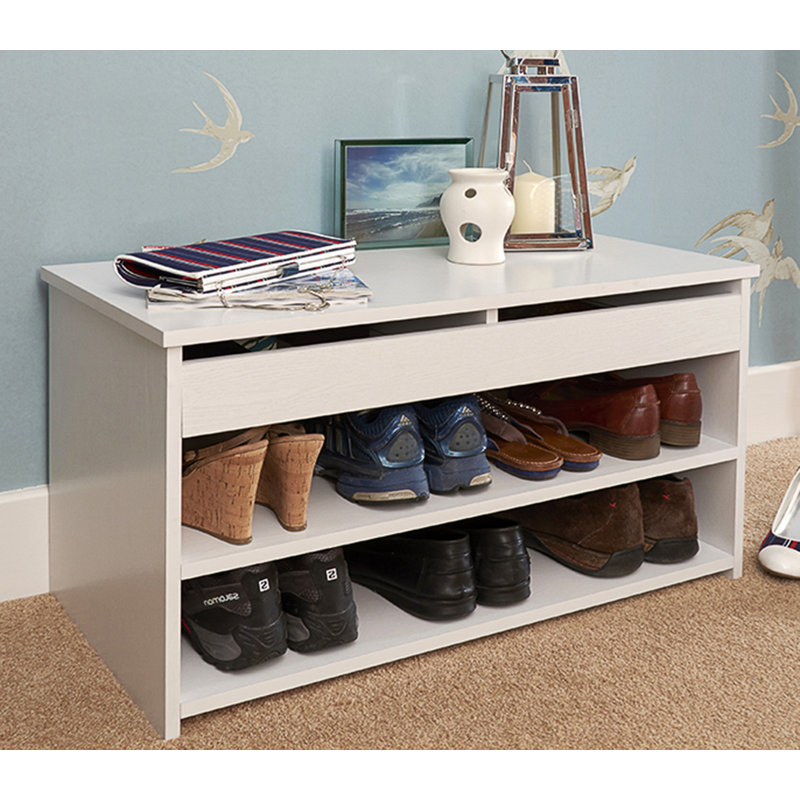 8 Pair Stackable Shoe Storage Cabinet, White
