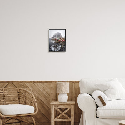 Bb-167-encadré «Snowy Coastal Village» encadré sur bois par Danny Head