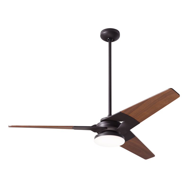 Torsion LED Downrod Ceiling Fan, Fan Speed and Light Control (2-wire), Mahogany, Dark Bronze