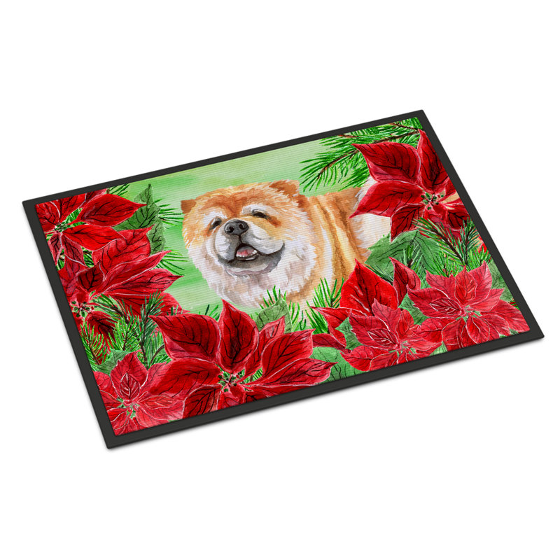 Tapis de porte d’extérieur anti-dérapant canne corso poinsettas, Rectangle 24 po x 36 po
