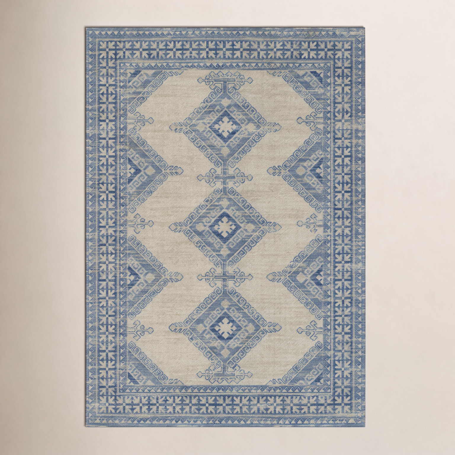 Aldona Blue Ivory Oriental Rug, Rectangle 7'9" x 9'10"