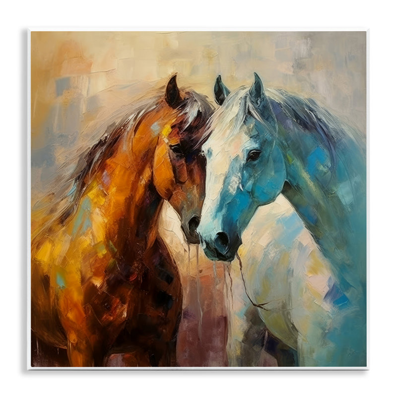 «Painterly Horse pair», art mural sur bois par Irena Orlov