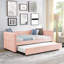 Lit de jour avec lit gigogne escamotable et capitonné, taille simple, tissu Boucle (83 po x 43 po x 29,5 po)-493685479-493685473