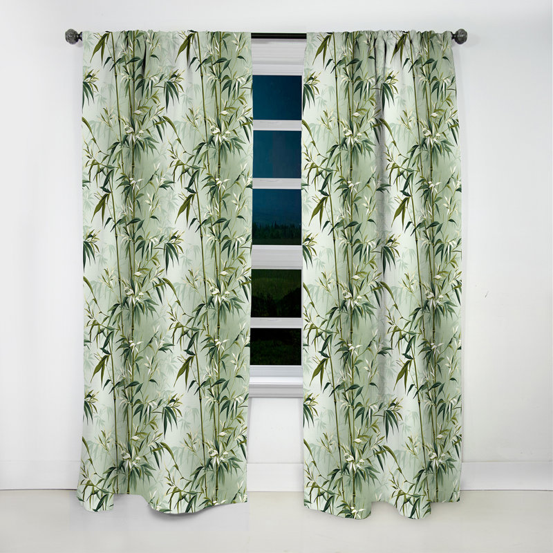 Bambou Zen Tropical Motif I - Rideau floral - Rideau occultant floral - 1 panneau, L 52 po x L 90 po