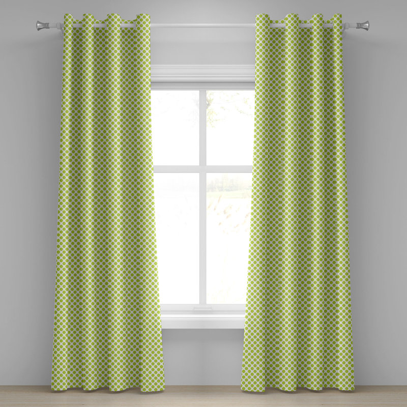 Rideau de fenêtre décoratif vert lime à 2 panneaux Latitude Run®, 50 po x 84 po, vert lime / blanc