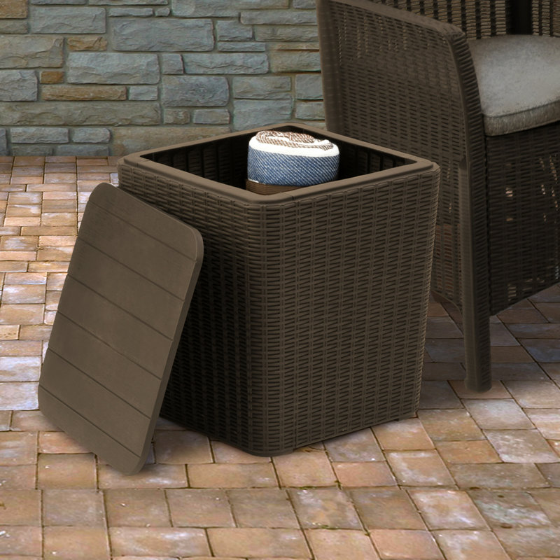 National Outdoor Living Arendal 11.35 Gallon Water Resistant Plastic Deck Box in Brown