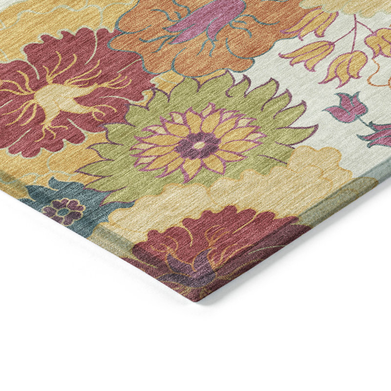 Machine Washable Indoor/Outdoor Chantille ACN2293 Floral Rug, Rectangle 10' x 14'