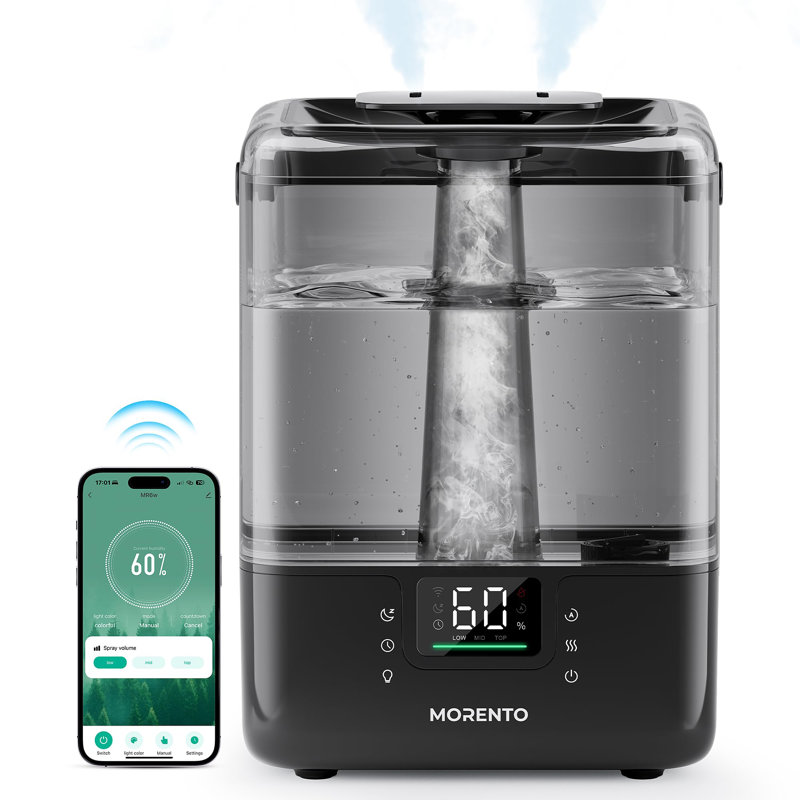 6L Cool Mist Top Fill Humidifier with Essential Oil Diffuser, Black
