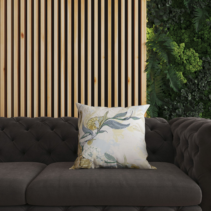 Coussin décoratif réversible d'intérieur / extérieur Leaf Lurker, Bleu / Vert / Jaune, H 16 po x l 16 po