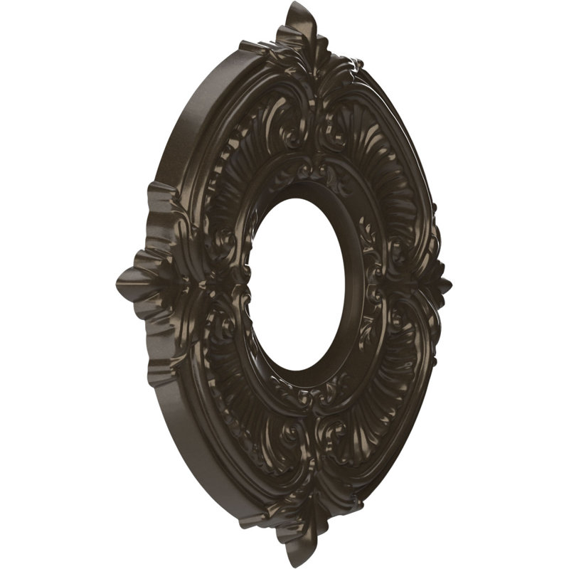 Attica Thermoformed PVC Ceiling Medallion, 10" H x 10" W x 0.75" D, Metallic Dark Bronze