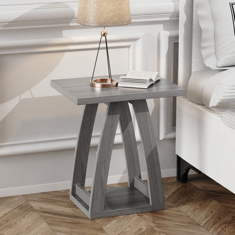 Set Of 2 End Table With Storage, Gray