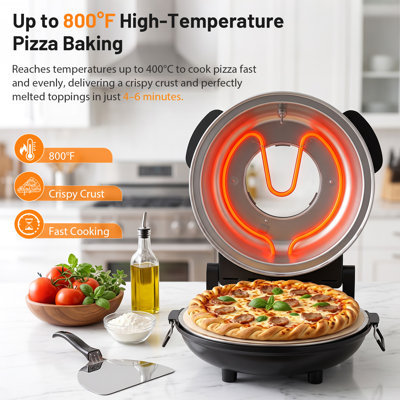Four à pizza électrique d'intérieur avec pierre à pizza en céramique de 30 cm (12 pouces) et supportant une température de 425 °C (800 °F).