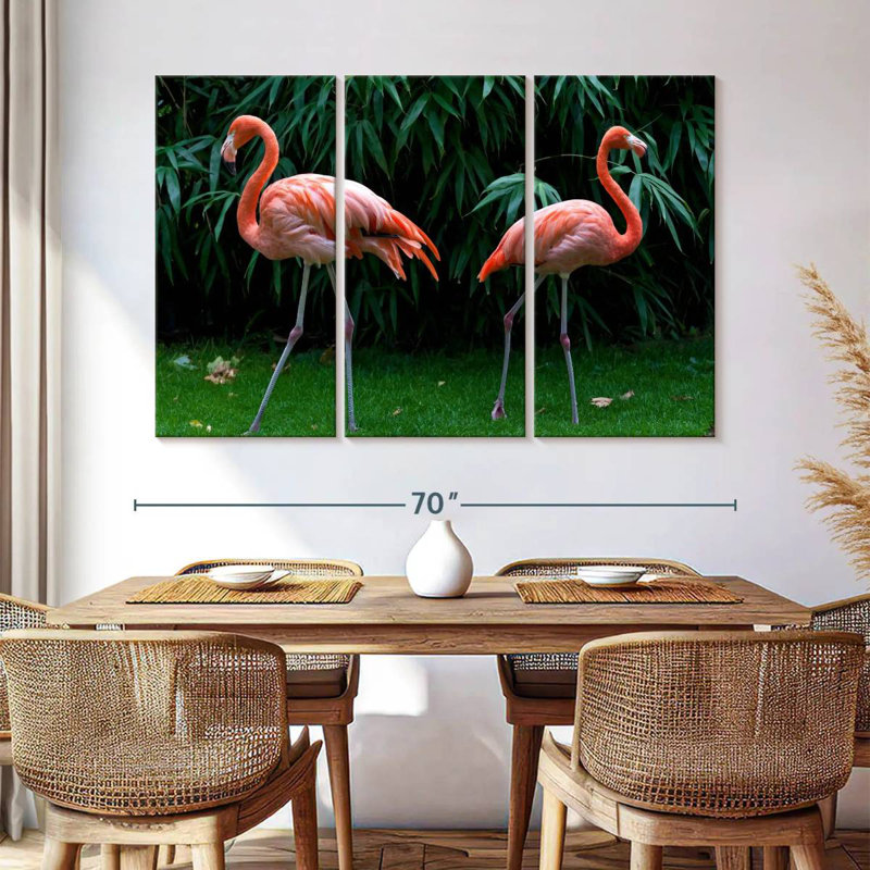 Brampt, deux flamants roses, H 20 po x l 33 po