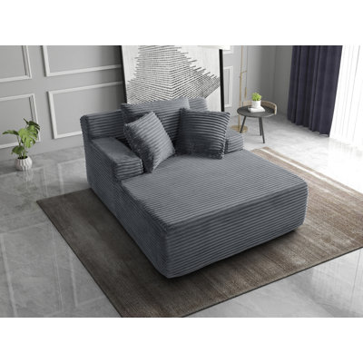 Chaise longue d'intérieur de 66 pouces, en velours côtelé, canapé-lit sans dossier avec oreiller