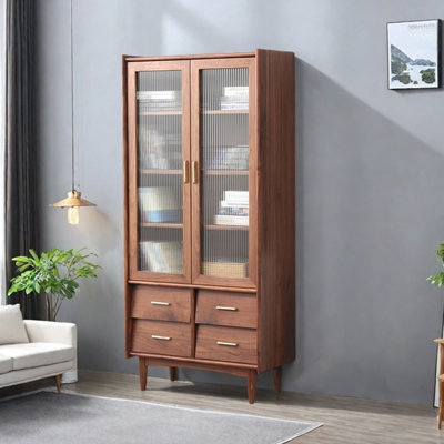 Modern simple black walnut bookcase