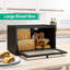 Grande boîte à pain pour comptoir de cuisine, contenant à pain en bambou noir avec porte transparente en acrylique ondulé, boîte à pain en bois de bambou pour votre maison