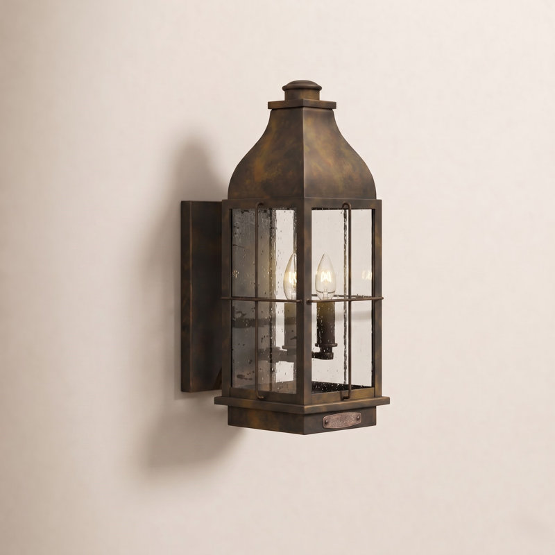 Lanterne murale d'extérieur 2 lumières Bingham, Terre de Sienne, DEL intégrées