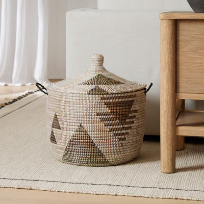 Mbare Low Storage Basket Graphic Print - And In Black