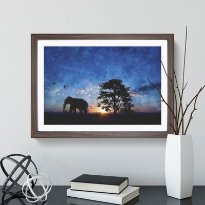 Elephant at Sunset - Picture Frame Graphic Art