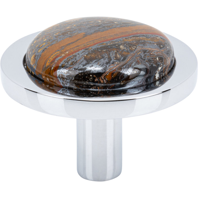 Firesky Diameter Knob, Polished Chrome, Iron Tiger Eye