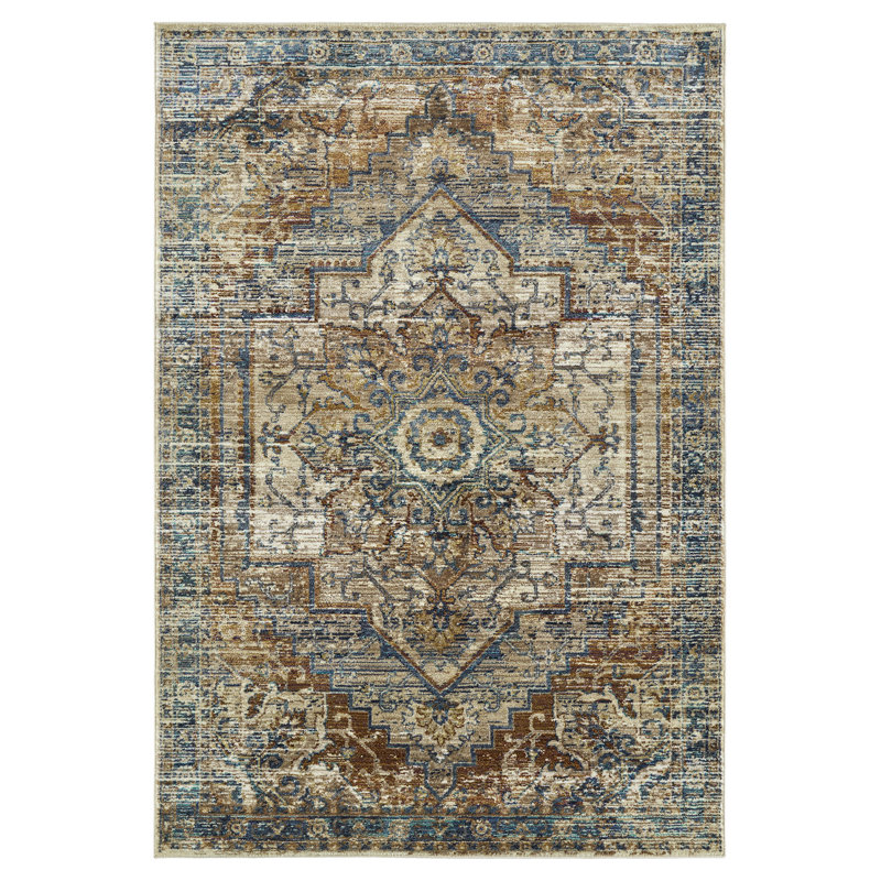 Tapis rectangulaire contemporain, transitionnel, oriental, texturé et vieilli 7 pi 10 po x 10 pi 10 po
