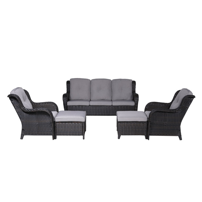 Persida 7 - Person Patio Conversation Set with Cushions, Brown