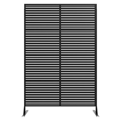 72" H x 47" W Metal Privacy Screen – Freestanding Outdoor Divider for Patio, Balcony, Deck