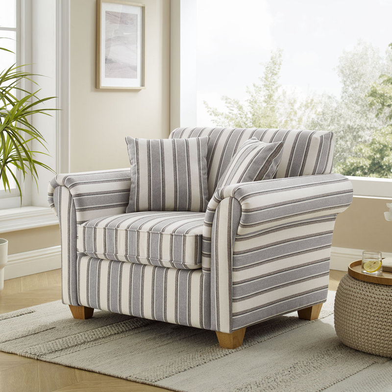 Fauteuil d'appoint rembourré 40,94 po Divanique, Mélange de polyester gris à rayures