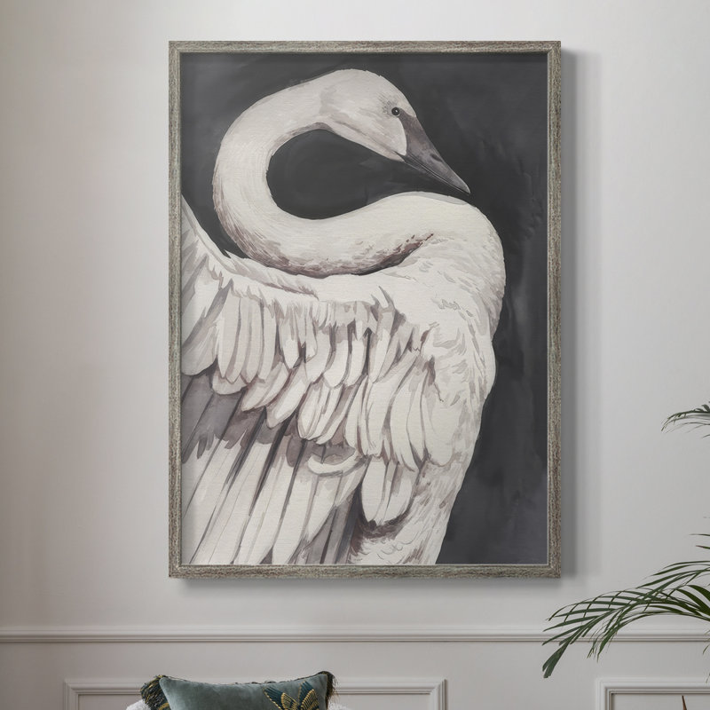 Swan Dance I, reproduction encadrée - bois massif, H 21 po x l 17 po