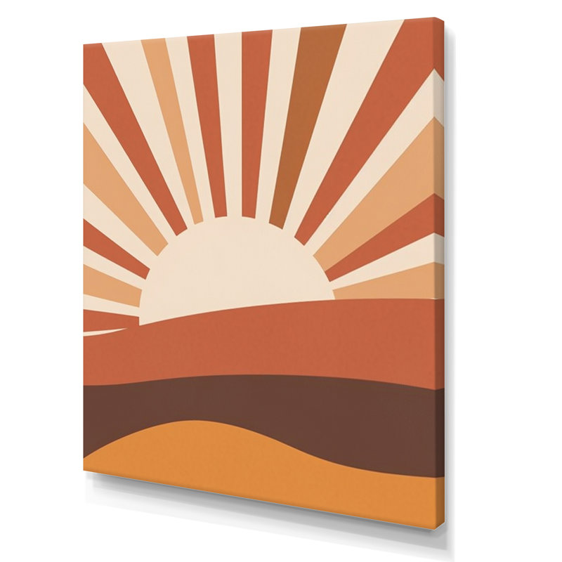 «Retro Terracotta Sun Midcentury Landscape» sur toile, H 20 po x l 12 po x P 1 po, Toile tendue