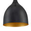 Mini-luminaire suspendu 1 lumière au fini noir mat avec intérieur doré