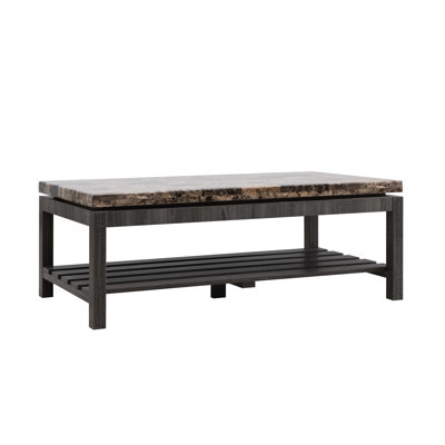 Table basse grise en faux marbre avec tablettes à lattes X 23,51 po