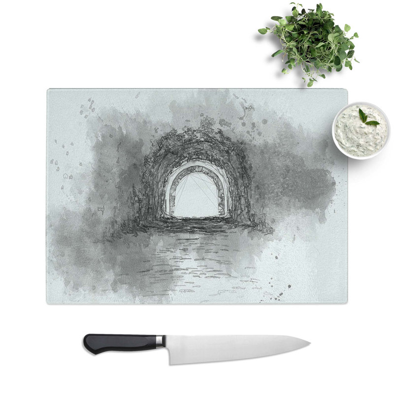 Tempered Glass Brick Tunnel Chopping Board, 28.5 cm W x 20 cm L