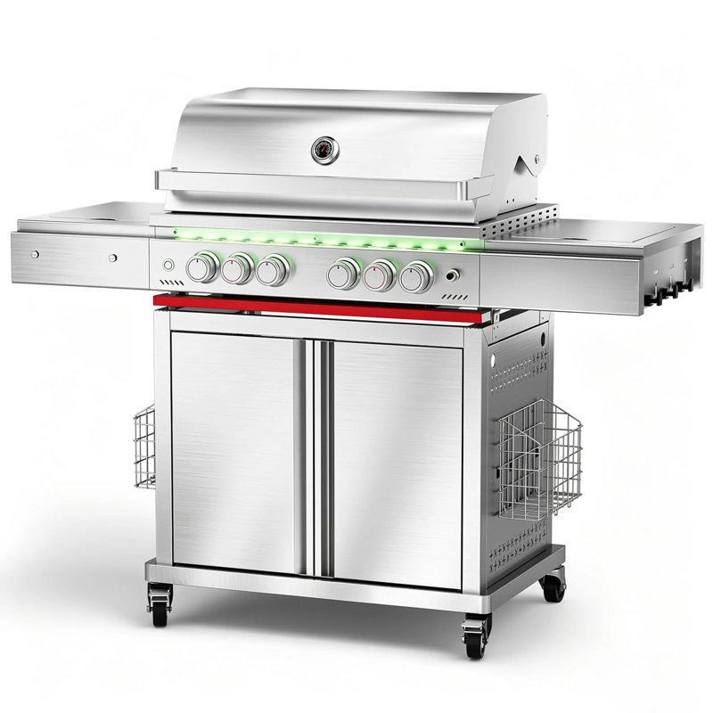 Barbecue au gaz en acier inoxydable à 6 brûleurs 55 000 BTU Electactic, fabrication robuste Sus304