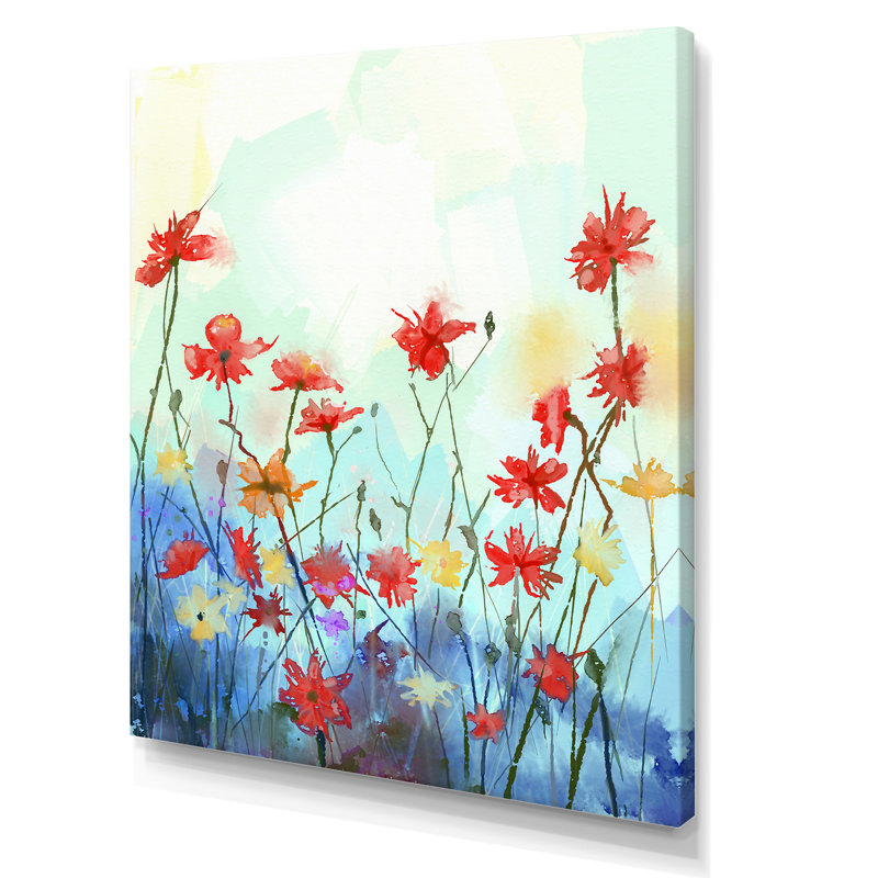 Impression florale printanière - Peinture, H 36 po x l 24 po x P 1 po, Toile tendue