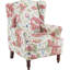 Chaise d'appoint florale avec dossier rembourré à haut dossier, pieds en bois massif pour plus de stabilité, canapé simple confortable, idéal pour le salon, la chambre à coucher ou le bureau personnel