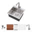 Évier de cuisine à cuve simple à montage sur plan en acier inoxydable de calibre 16 avec robinet coulissant L 21 po x l 20 po-130117303