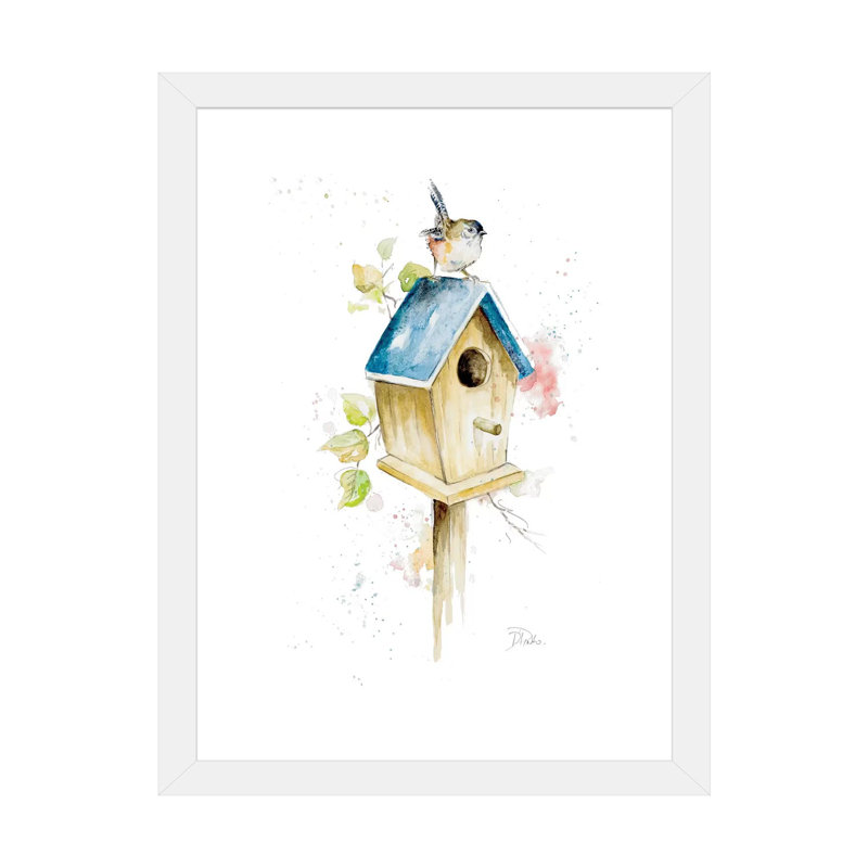 "Bird House I" par Patricia Pinto-impression, Papier encadré blanc, Blanc, H 32 po x l 24 po x P 1 po