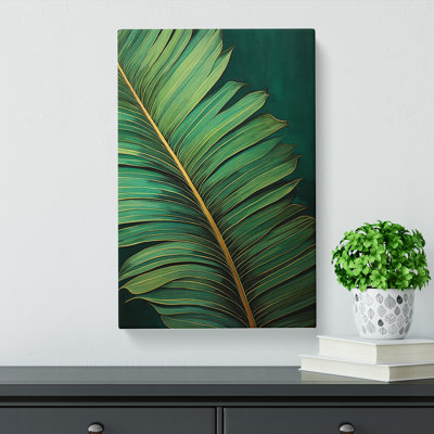 Palm Leaf Tachisme - Wrapped Canvas Print