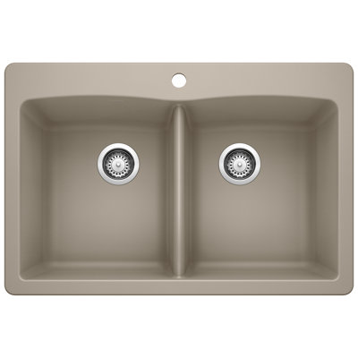 Évier de cuisine à double cuve en granite Diamond L 33 po x l 22 po