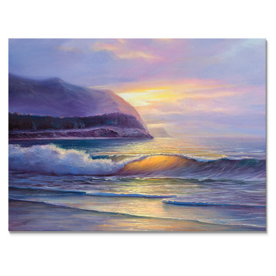 «Sunset Seascape with Sea Waves», reproduction sur toile